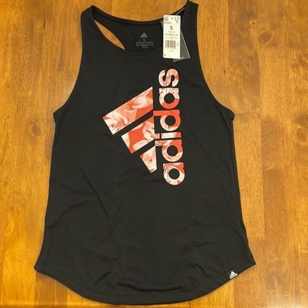 Adidas black floral tank 144 - Picture 2 of 4